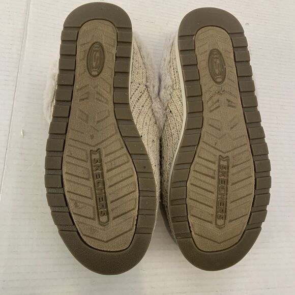 Skechers Bobs Womens 10 Slippers Keepsakes Ice Angel Fuzzy Cable Knit Cream - Picture 7 of 8